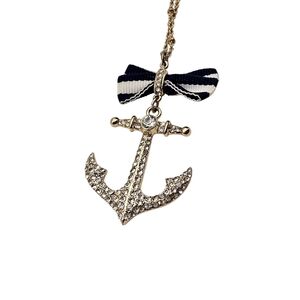 Elegant Gold Anchor Necklace with Bow
